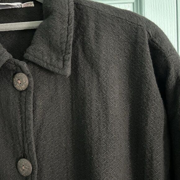 El Huarache Womens Black Woven Cotton Blazer Jacket XS Boho Vtg Minimalist Basic - Picture 8 of 10